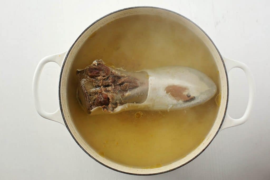 beef tongue in the pot with water