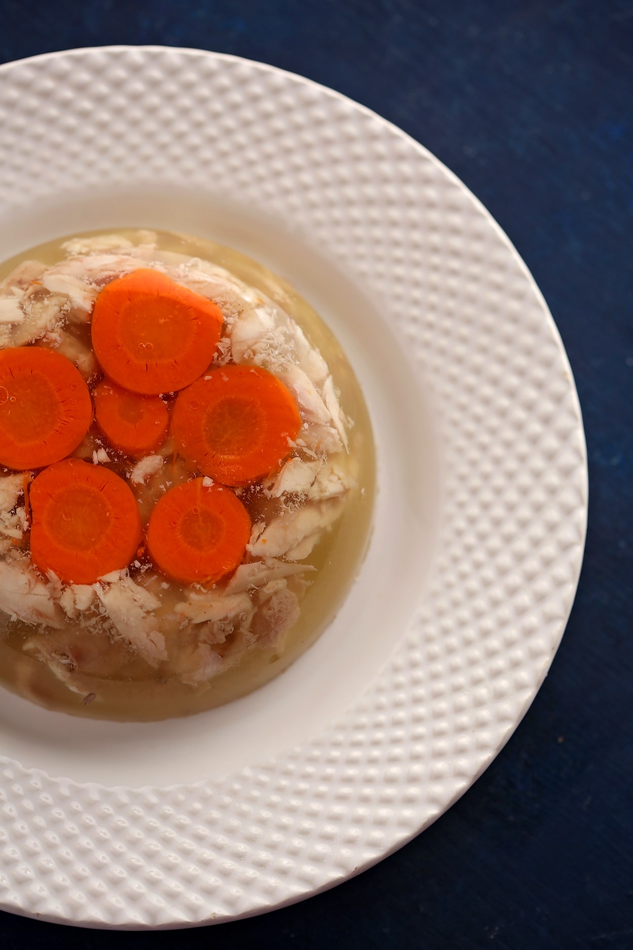 meat jello on a white plate