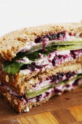 Goat Cheese Sandwich with Wild Blueberry Jam