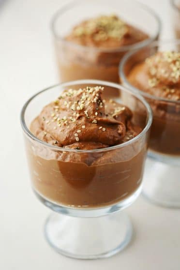 glass jar with Chocolate mousse with Avocado