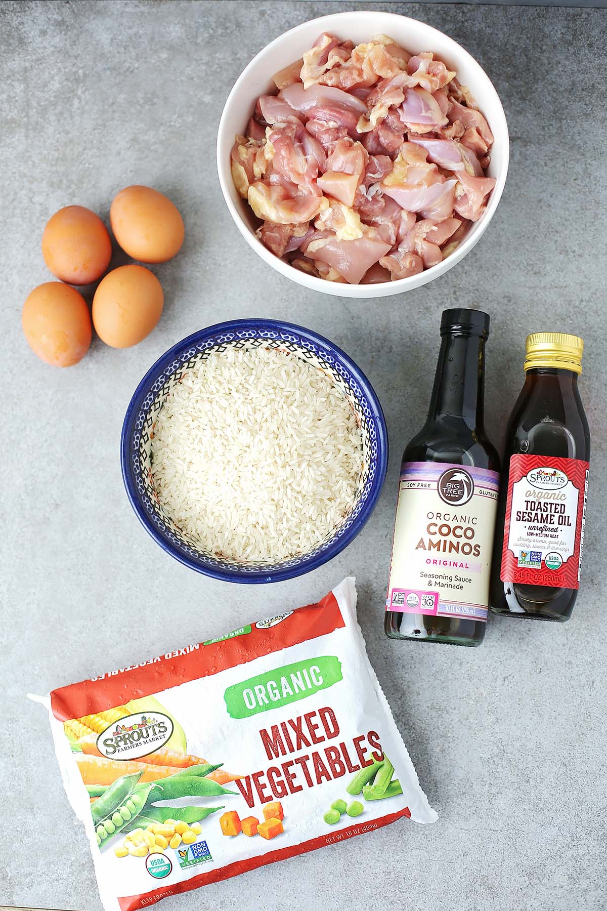 ingredients to make fried rice with chicken