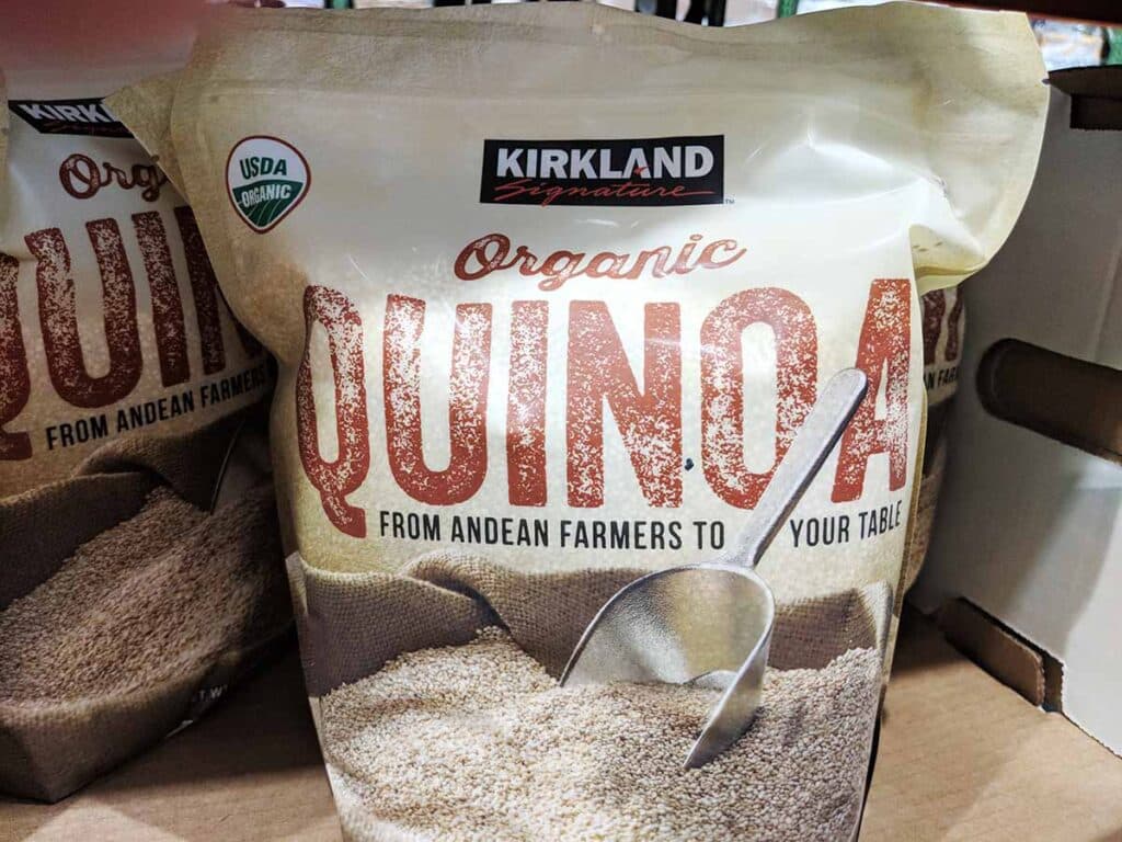 Package with quinoa, close up shot. 